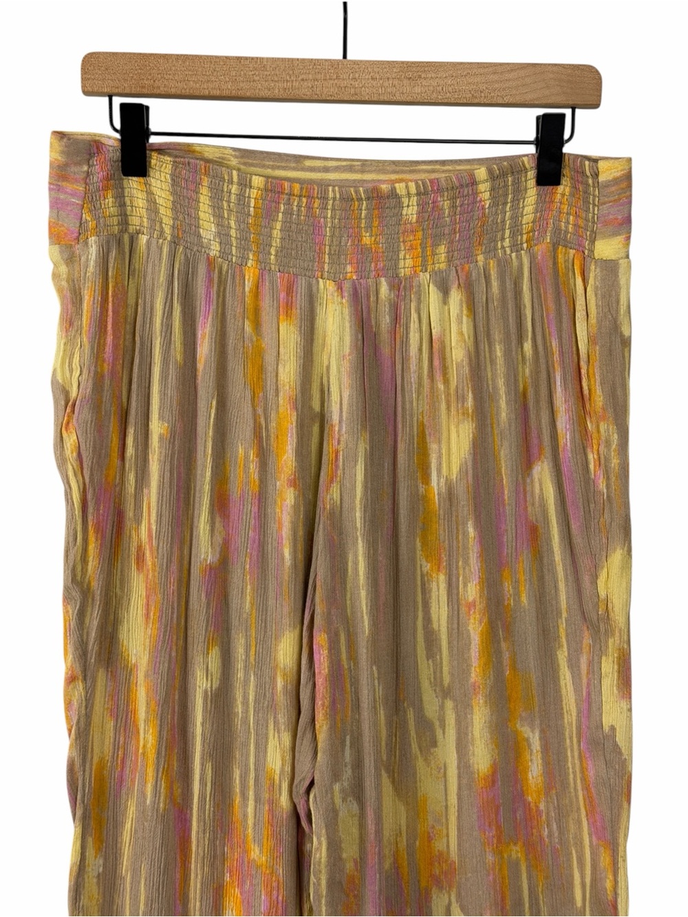 Free People Dancing Days Pants Gauze Flowy Pink Yellow Size Medium - Picture 8 of 10